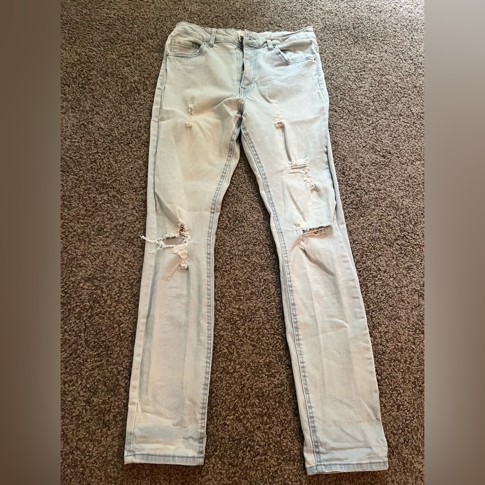 Forever 21 Blue Skinny Distressed Jeans